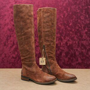Born Borman Womens Distress Brown Leather Over The Knee Boots Size 9.5M